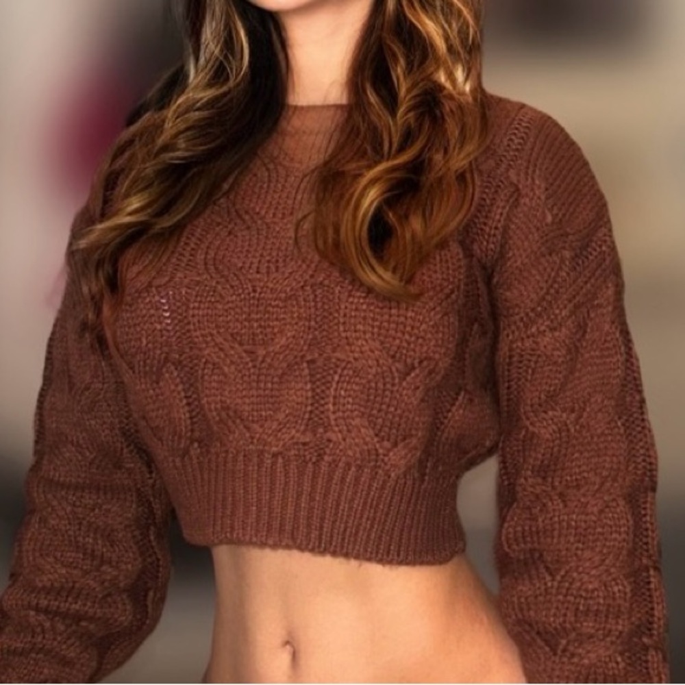 HERA COLLECTION Brown Acrylic Knit Sweater